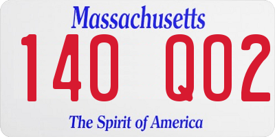 MA license plate 140QO2