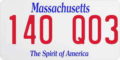 MA license plate 140QO3