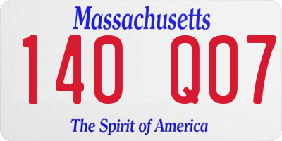 MA license plate 140QO7