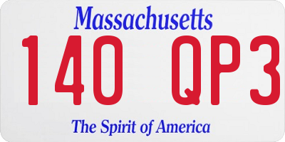 MA license plate 140QP3