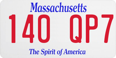 MA license plate 140QP7