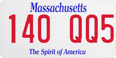 MA license plate 140QQ5