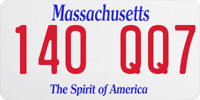 MA license plate 140QQ7