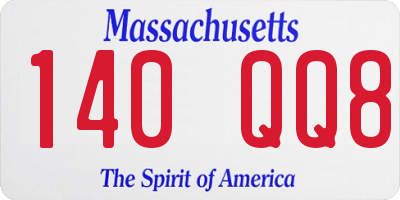 MA license plate 140QQ8