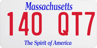 MA license plate 140QT7