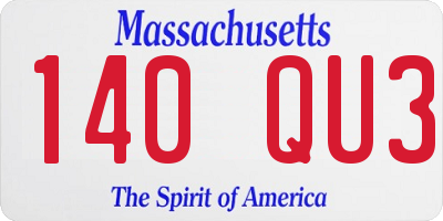 MA license plate 140QU3