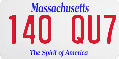MA license plate 140QU7