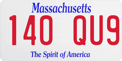 MA license plate 140QU9