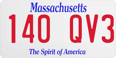 MA license plate 140QV3