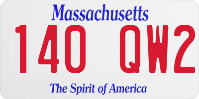 MA license plate 140QW2