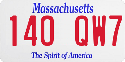 MA license plate 140QW7