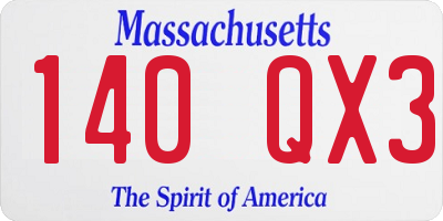 MA license plate 140QX3