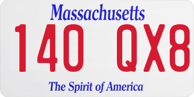 MA license plate 140QX8