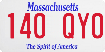 MA license plate 140QY0