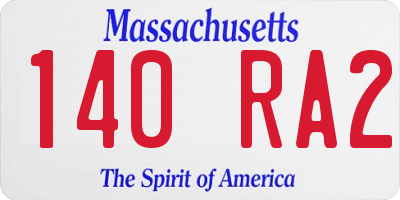 MA license plate 140RA2