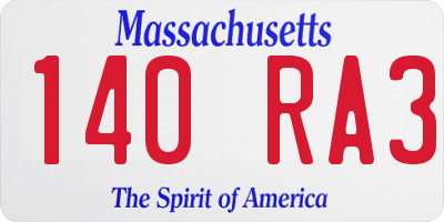 MA license plate 140RA3