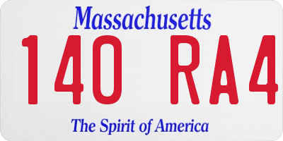 MA license plate 140RA4