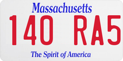 MA license plate 140RA5