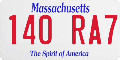 MA license plate 140RA7