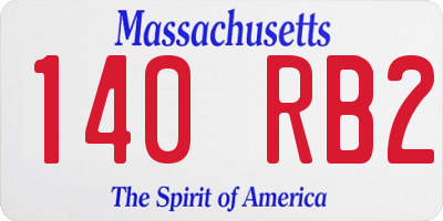 MA license plate 140RB2