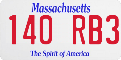 MA license plate 140RB3