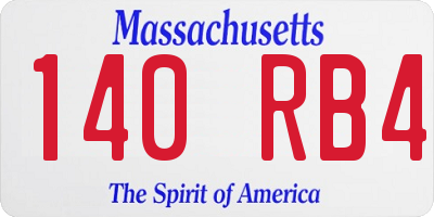 MA license plate 140RB4
