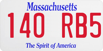 MA license plate 140RB5