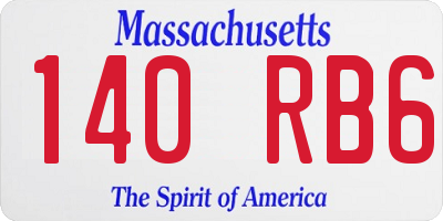 MA license plate 140RB6