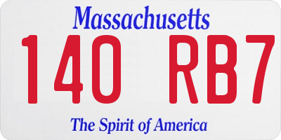 MA license plate 140RB7