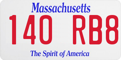 MA license plate 140RB8