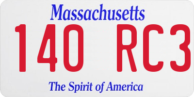 MA license plate 140RC3