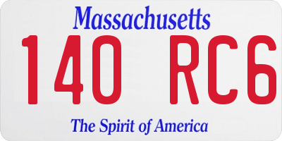 MA license plate 140RC6