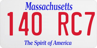 MA license plate 140RC7