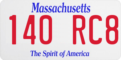 MA license plate 140RC8