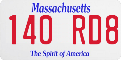 MA license plate 140RD8