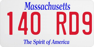 MA license plate 140RD9