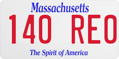 MA license plate 140RE0