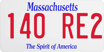 MA license plate 140RE2