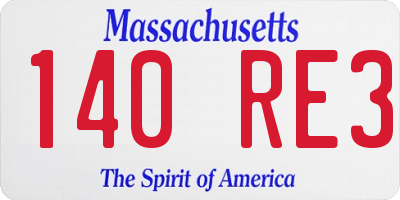 MA license plate 140RE3