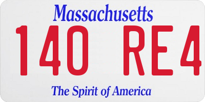 MA license plate 140RE4