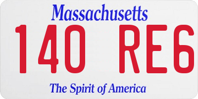 MA license plate 140RE6
