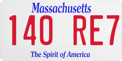 MA license plate 140RE7