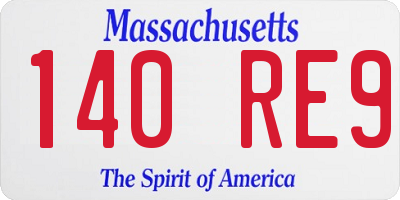 MA license plate 140RE9
