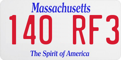 MA license plate 140RF3