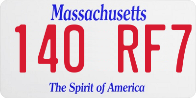 MA license plate 140RF7