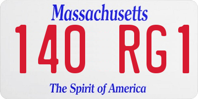 MA license plate 140RG1