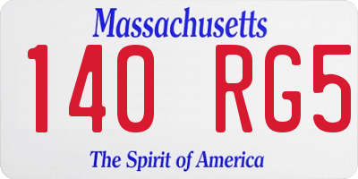 MA license plate 140RG5