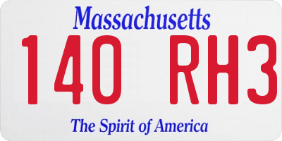 MA license plate 140RH3