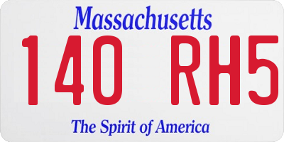 MA license plate 140RH5