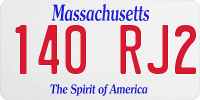 MA license plate 140RJ2